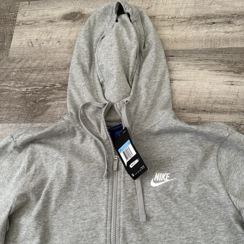 NIKE Sportswear Club Jersey Hoodie Sweatshirt Men Medium Full Zip Gray Light NEW